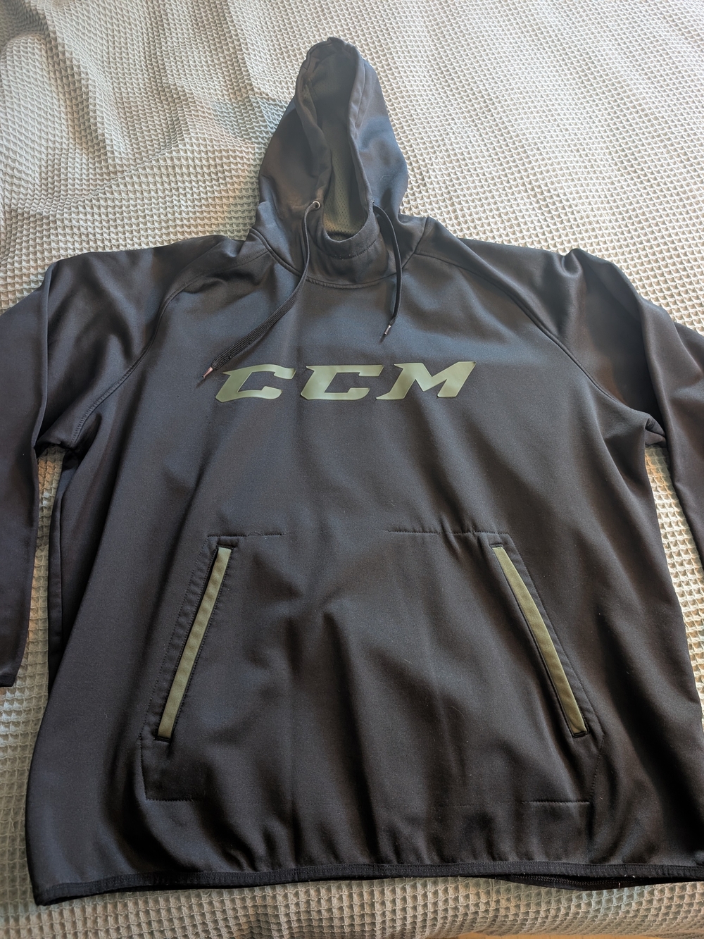CCM Men's Black Hoodie with Olive Logo